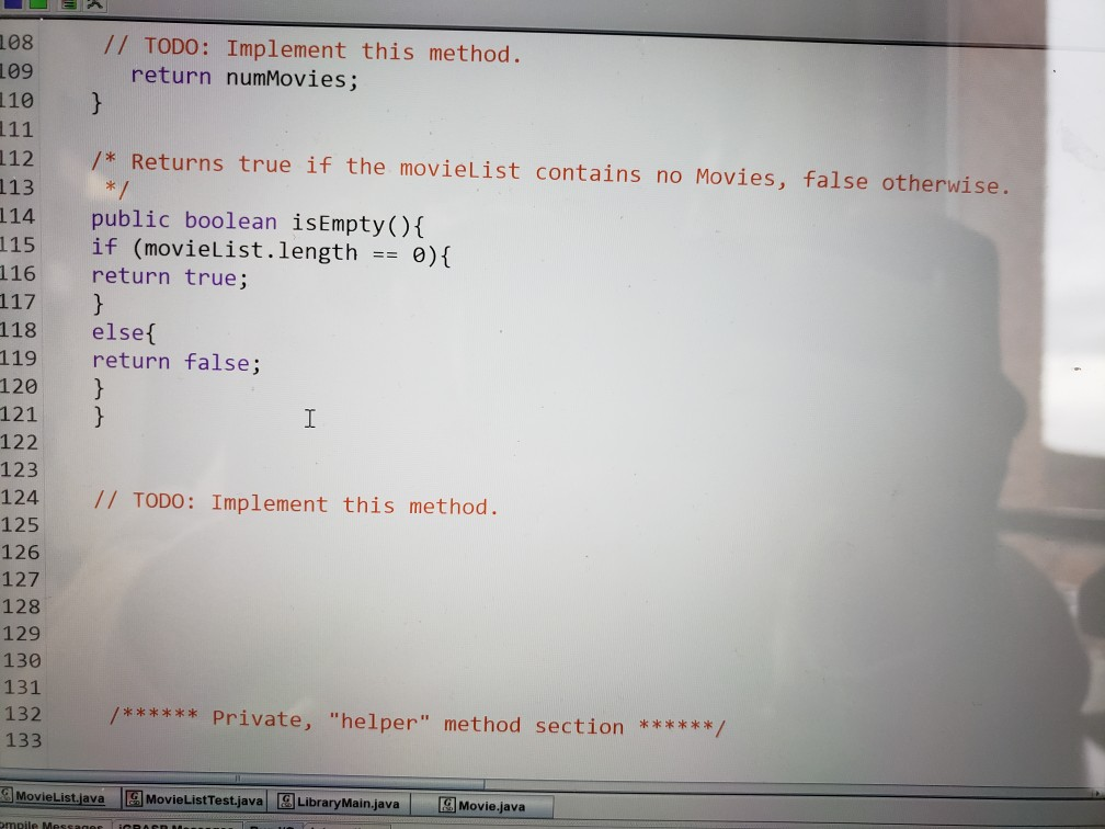 I used getOnlyItems method inside it, and the isEmpty method. 89 /