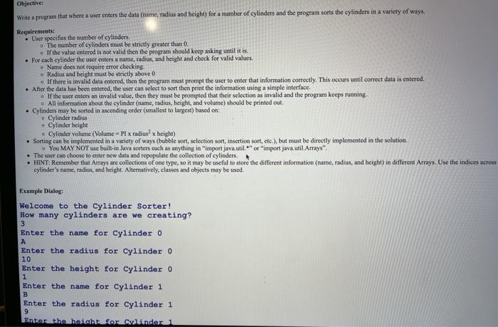 IN JAVA USE METHODS AND TWO CLASSES Objective: Write a program