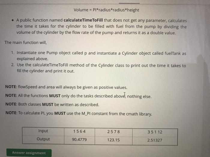 Then, write a main function that reads the flowSpeed and area of