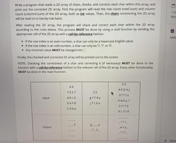 c++ 1.02 Biti 0 Write a program that reads a 2D array