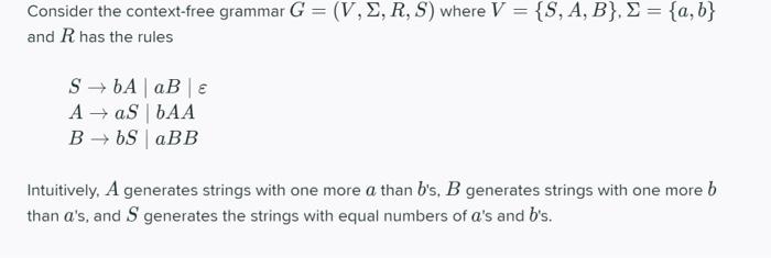  Consider the context-free grammar G = (V, E, R, S) where