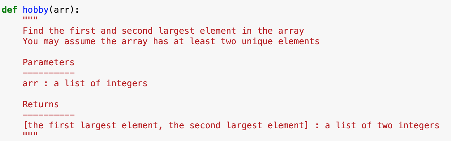 [Python Algorithm Question] - Array Q1. Please find the first and second