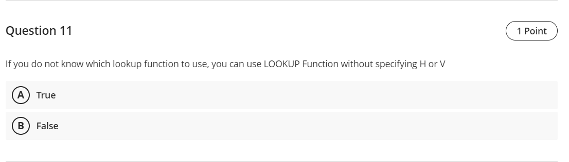  Question 11 1 Point If you do not know which lookup