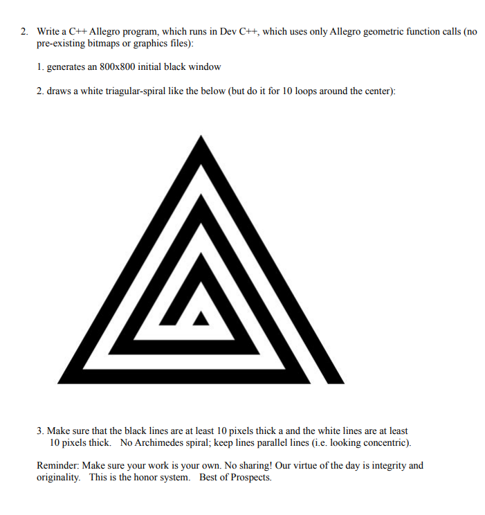 Write a C++ Allegro program, which runs in Dev C++, which uses