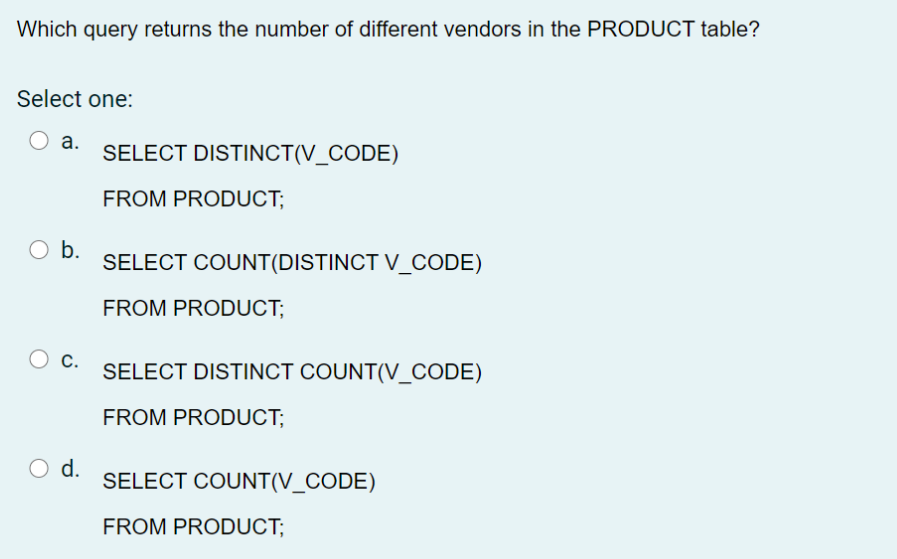 a total quantity sold less than the average quantity sold? Select one: