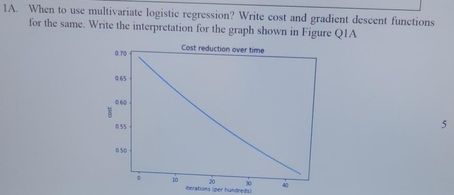 1A. When to use multivariate logistic regression? Write cost and gradient