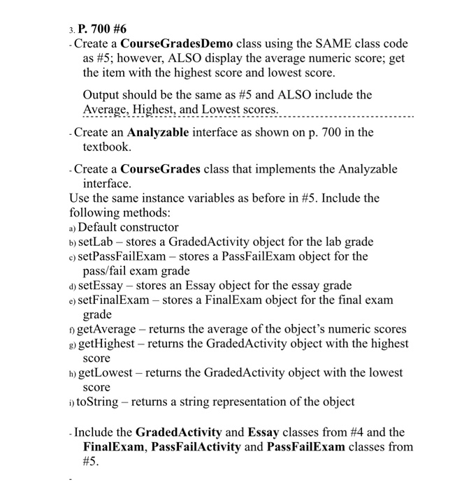 25 pts. The output should display the score details mentioned above along