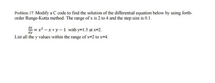 Modify a C code to find the solution of the differential