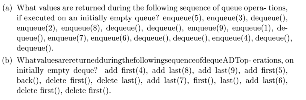 by python (a) What values are returned during the following sequence of
