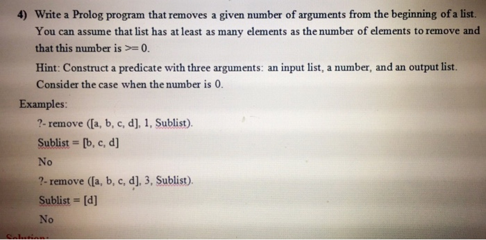  Logic Programming 4) Write a Prolog program that removes a given