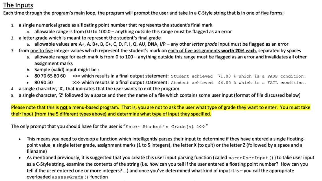 assignment is to get you to (1) create and use overloaded functions