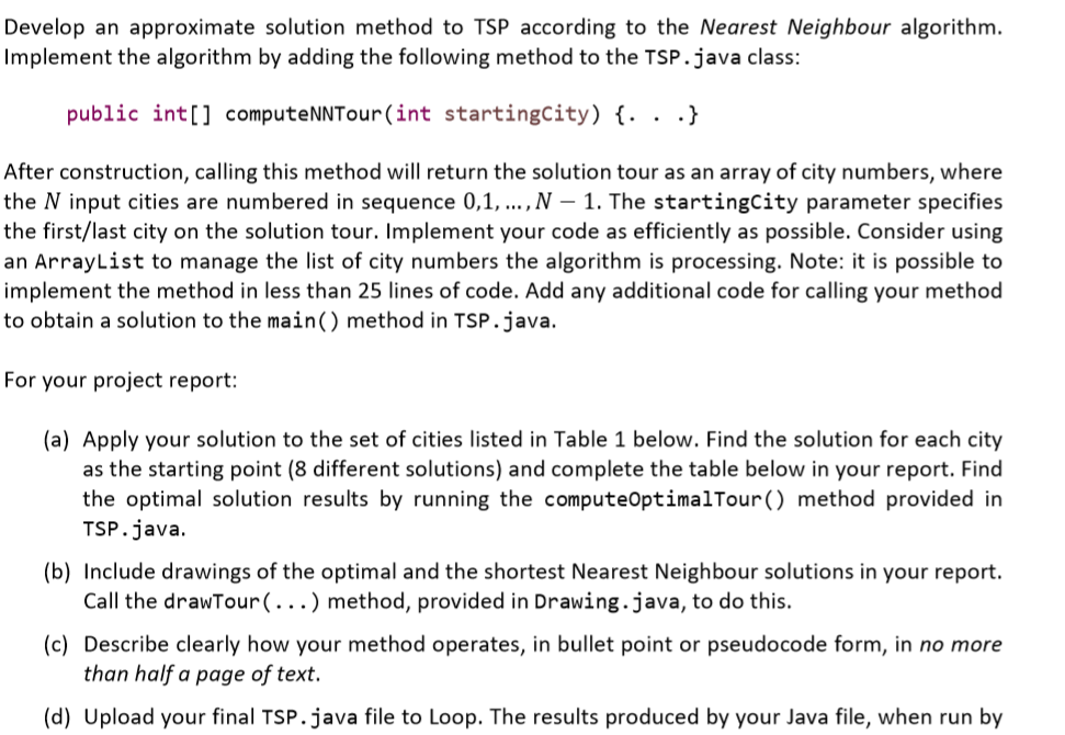  Develop an approximate solution method to TSP according to the Nearest
