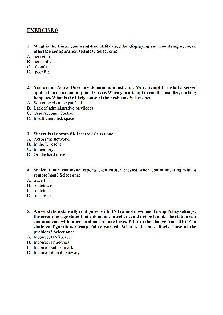 1. What is the Linux command-line utility used for displaying and