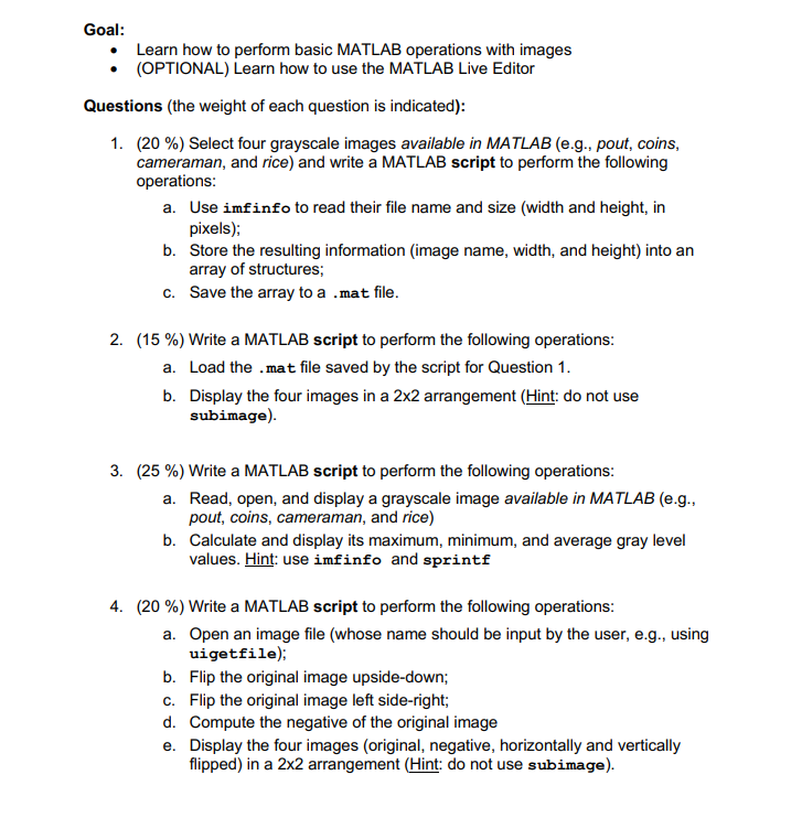 Please help me with my MATLAB assignment. Will upvote Goal: Learn