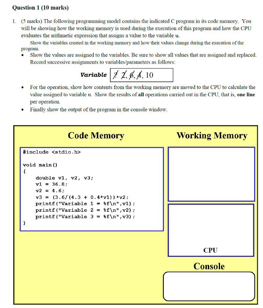 Question 1 (10 marks) 1. (5 marks) The following programming model