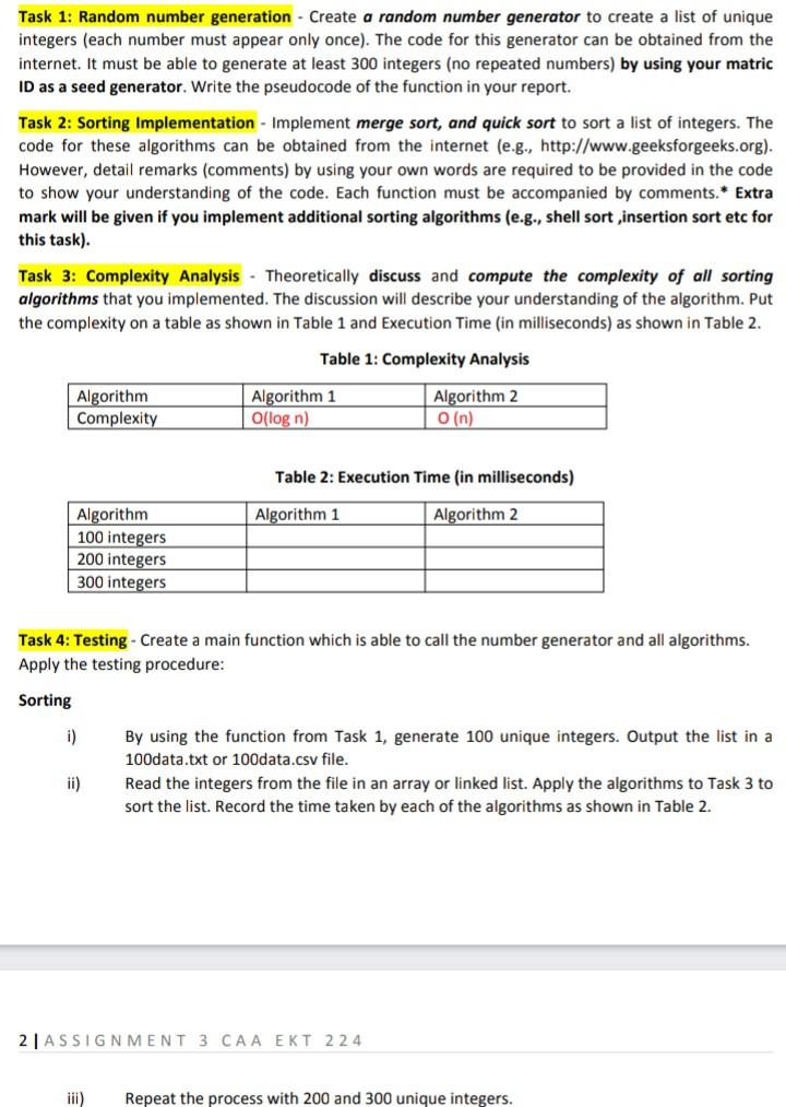  Please answer task 3 and 4. C program please. Thank you