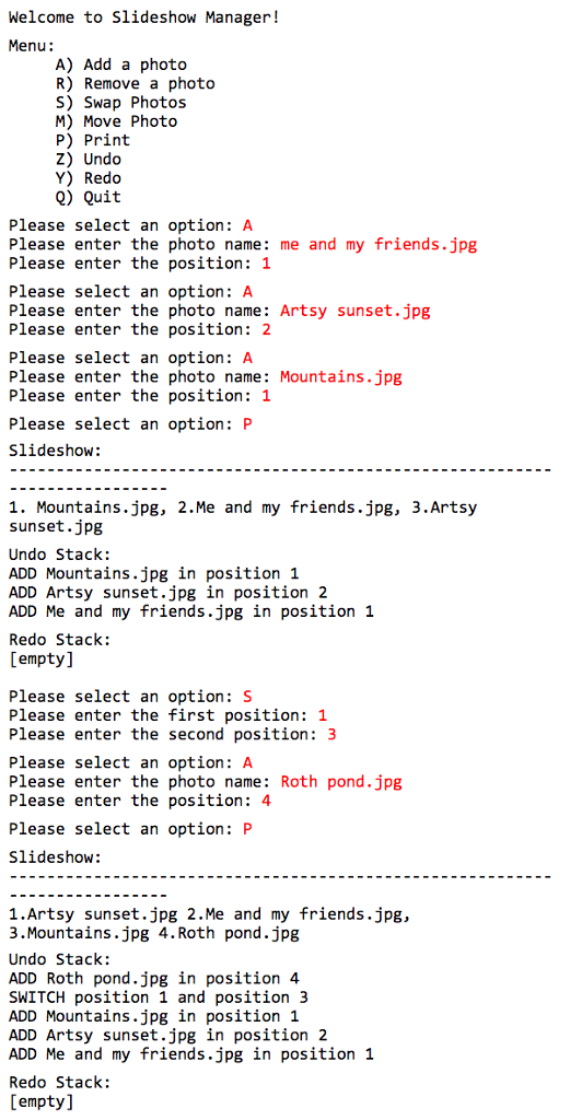 to use the ActionCommand class and to implement the stack for the