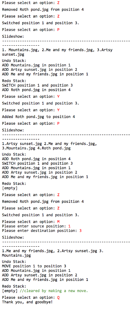 UndoRedo class. [JAVA] Make a manager for a slideshow that can allow