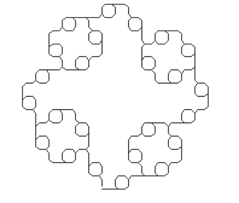 will draw a rounded corner, like the Dragon curve in Figure 8.4