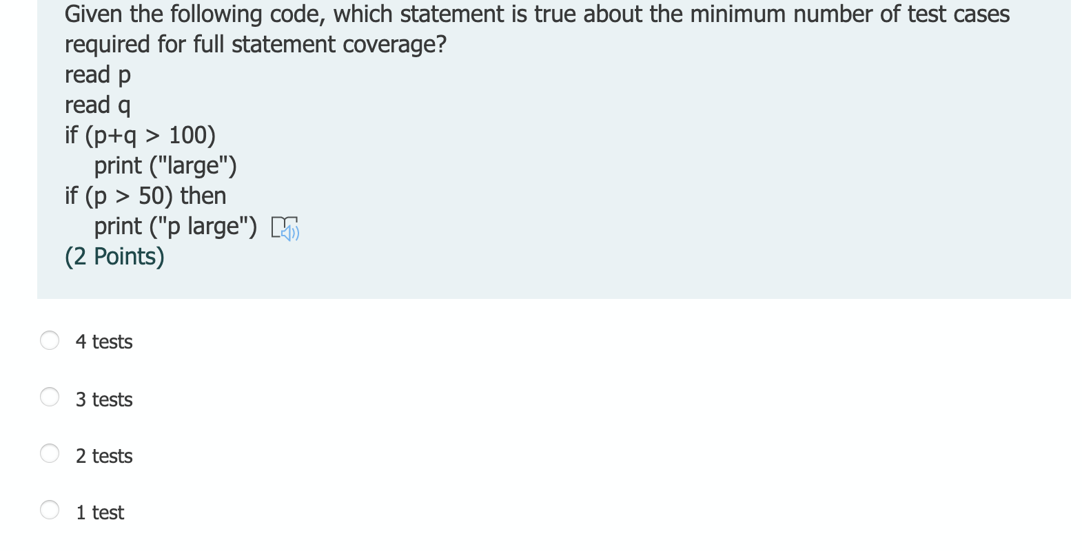  plz final answer Given the following code, which statement is true