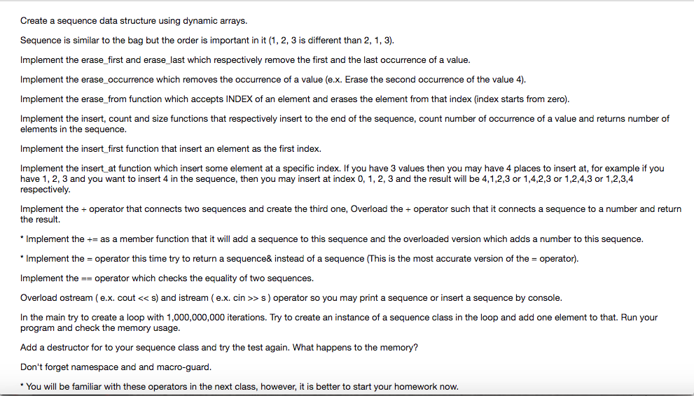 I need 3 file: (sequence.cpp sequence.h and main.cpp) ........... please give me