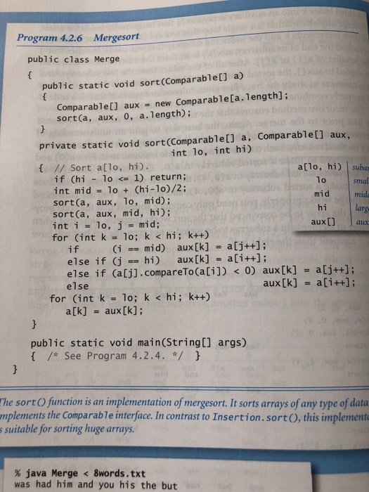  Modify the MergeSort program to support searching arrays. Note: The user