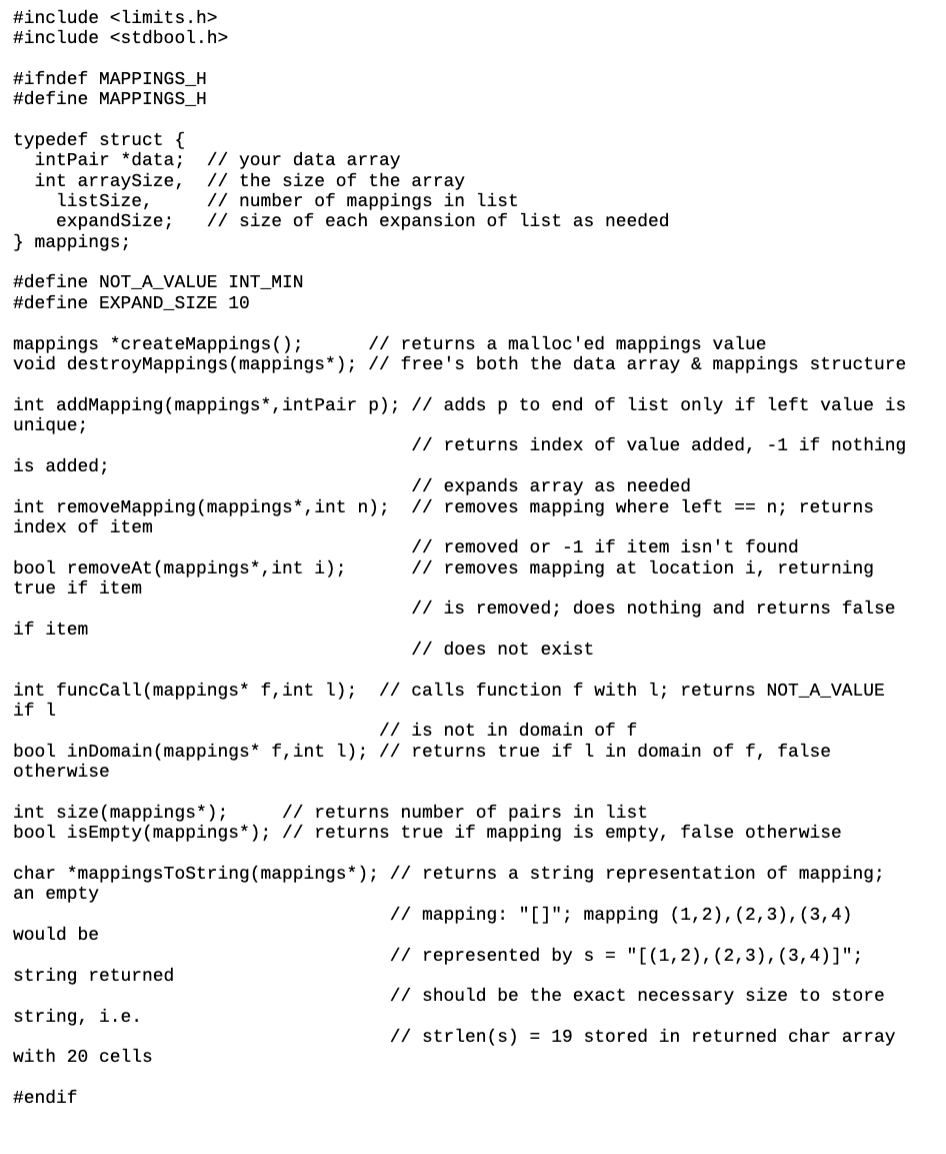 } int Pair; void createPair(int Pair* p, int 1, int r); //