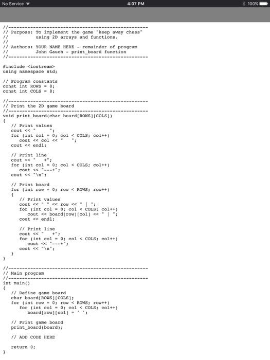 arrays in C++. To do this you will be implementing a simple