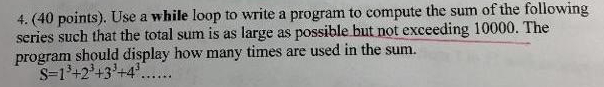  Answer this question using MATLAB. 4. (40 points). Use a while