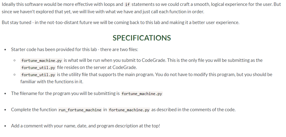 the output much match exactly. thank you This is the first lab