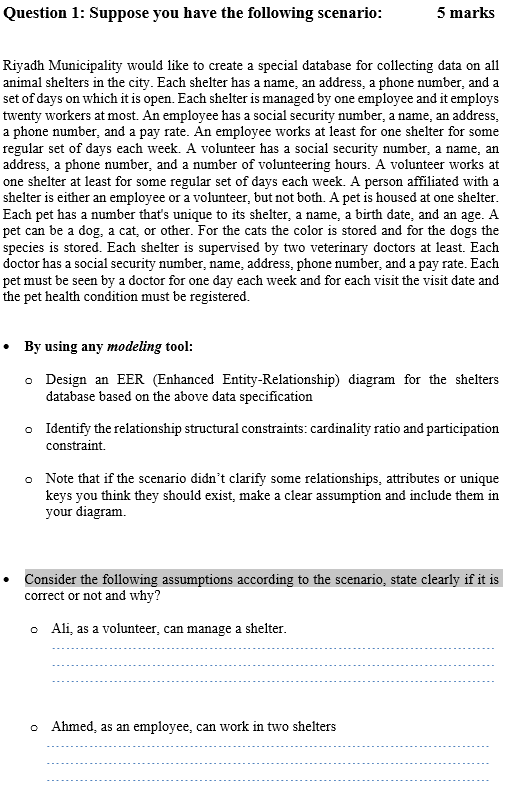 Type or paste question here Question 1: Suppose you have the following