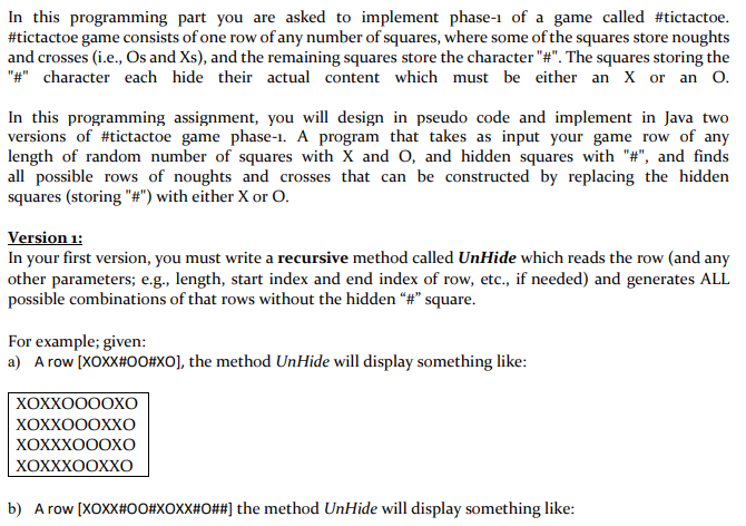 Please do all requirements as shown in the examples (two java codes
