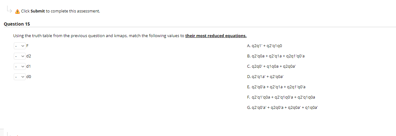 The truth table below represents the FSM described in the previous question.