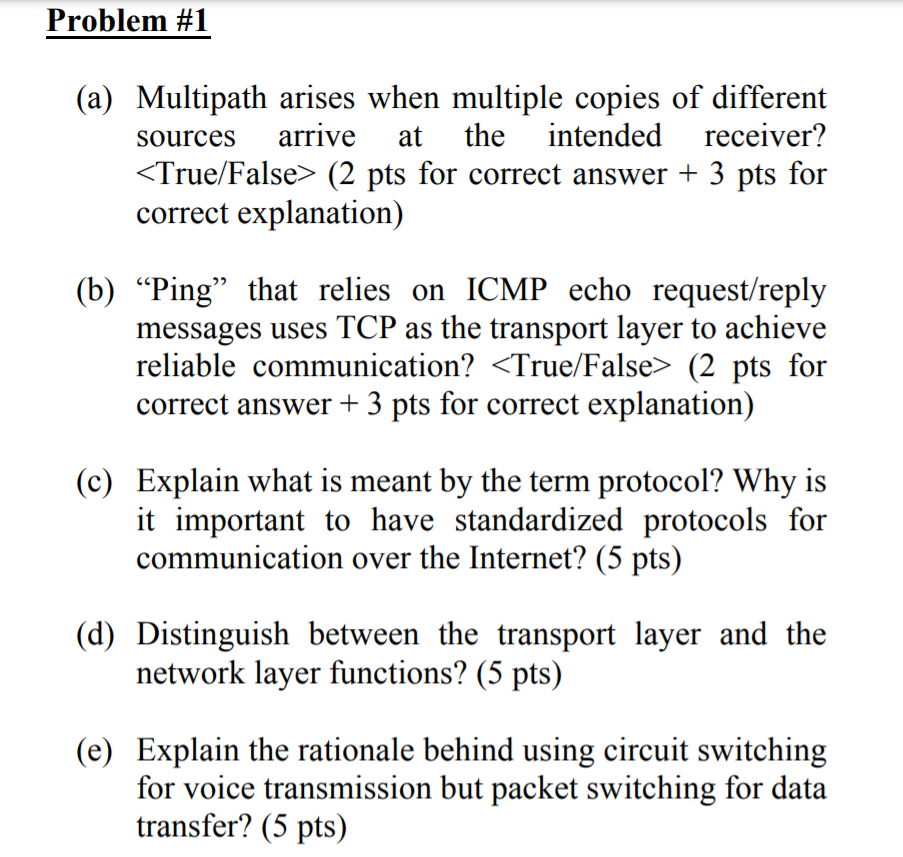  Problem #1 (a) Multipath arises when multiple copies of different sources