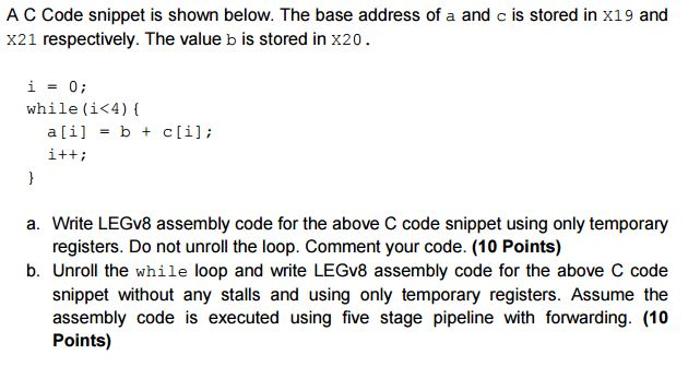  A C Code snippet is shown below. The base address of