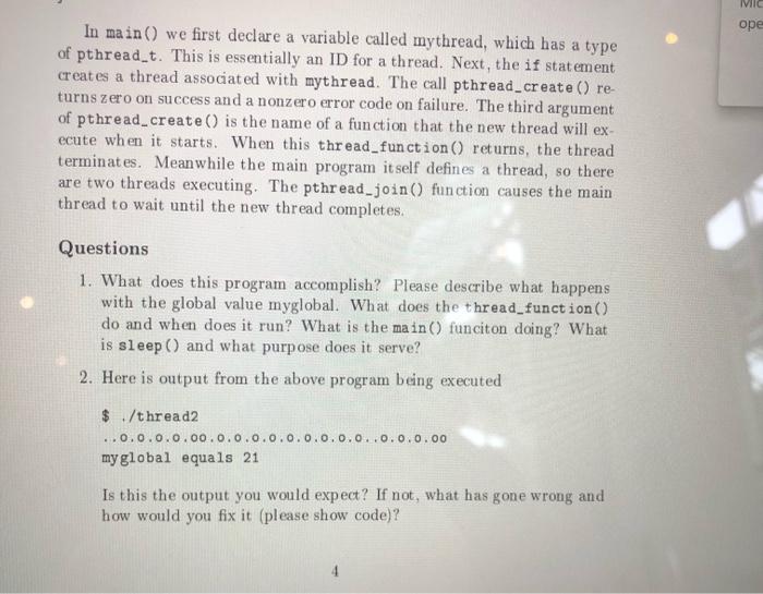  IVIC ope In main() we first declare a variable called mythread,