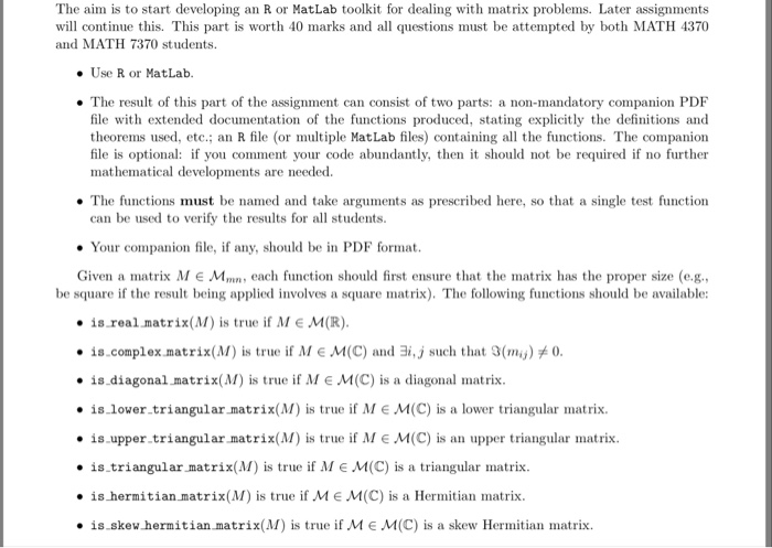  The aim is to start developing an R or MatLab toolkit
