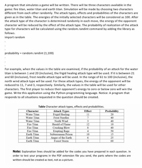  in PYTHON Notice : The exact output of the program is