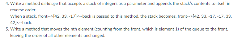 CSC 143 Write a method mirlmage that accepts a stack of integers