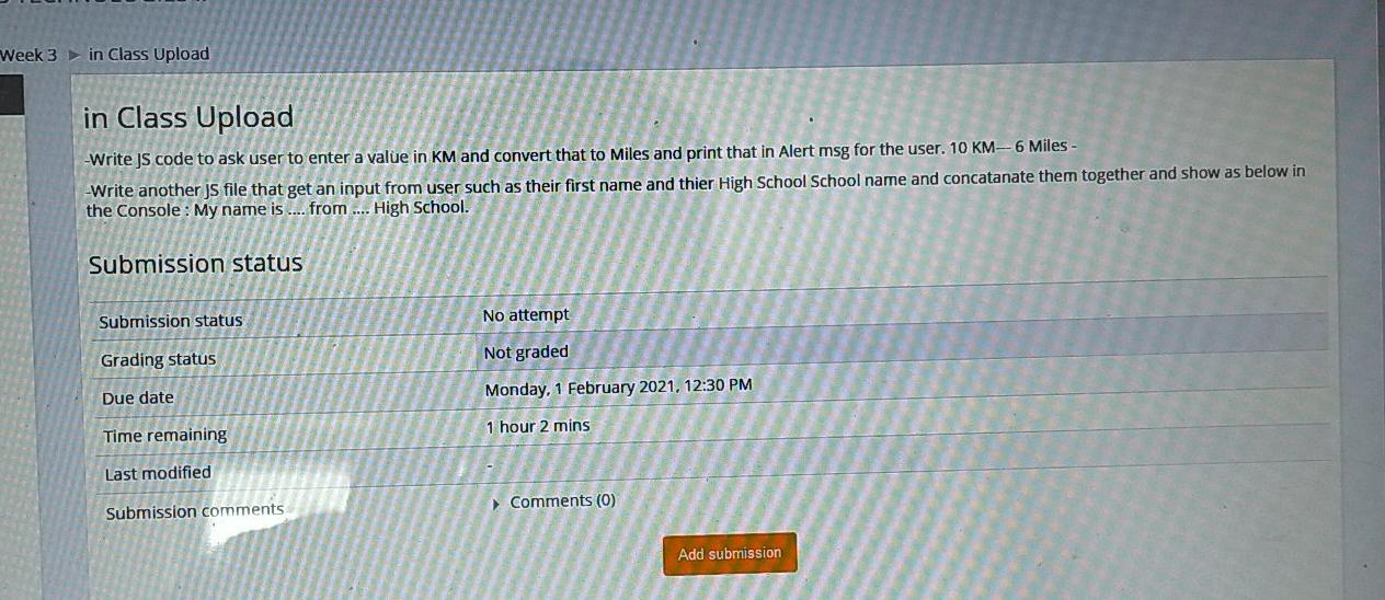  Week 3 in Class Upload in Class Upload -Write JS code