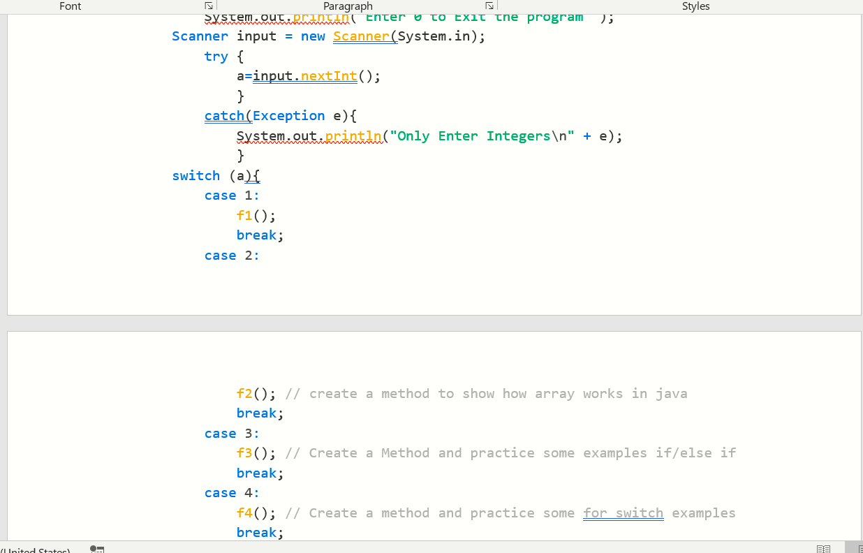 programing operations such as data types, conditional statements (if, else if, switch),