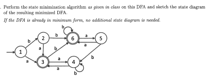  Perform the state minimization algorithm as given in class on this