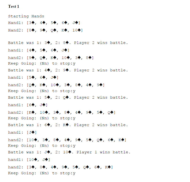 Display the second card dealt to each player and compare them. Display