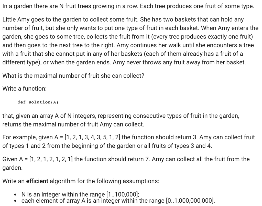 Python In a garden there are N fruit trees growing in a