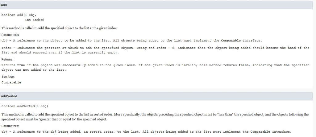 Methods public interface ListInterface