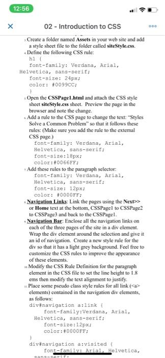  complete HTML code 12:56 X 02 - Introduction to CSS Create