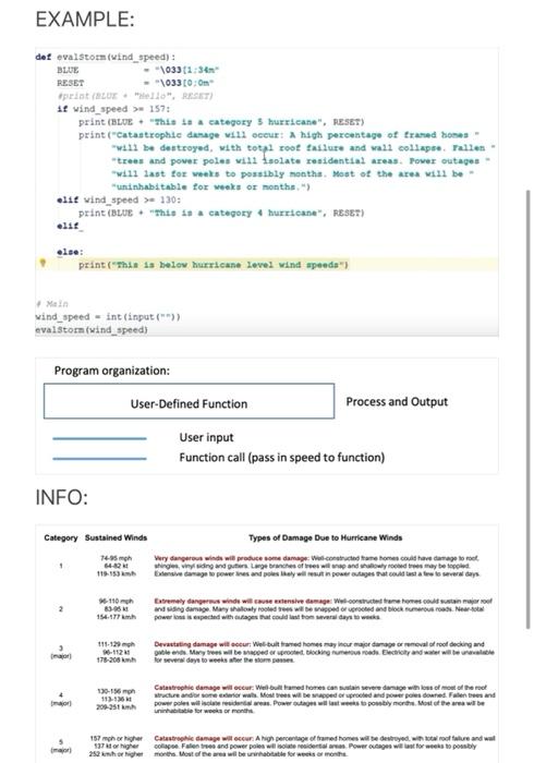 instructions. 1. Wind Speeds (one function) The program will prompt the user