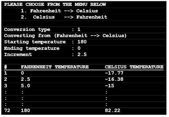RANGE OF TEMPERATURES. THE INPUT CAN BE EITHER IN FAHRENHEIT OR IN