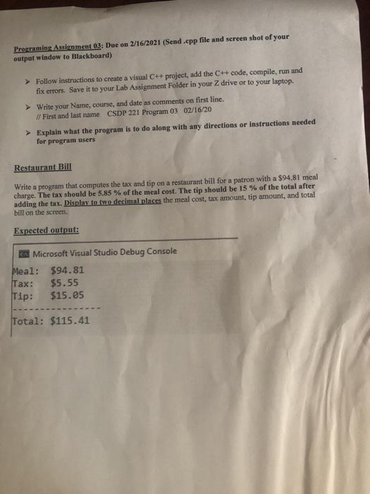  This assignment is due in 2hours. Programing Assignment 03: Due on