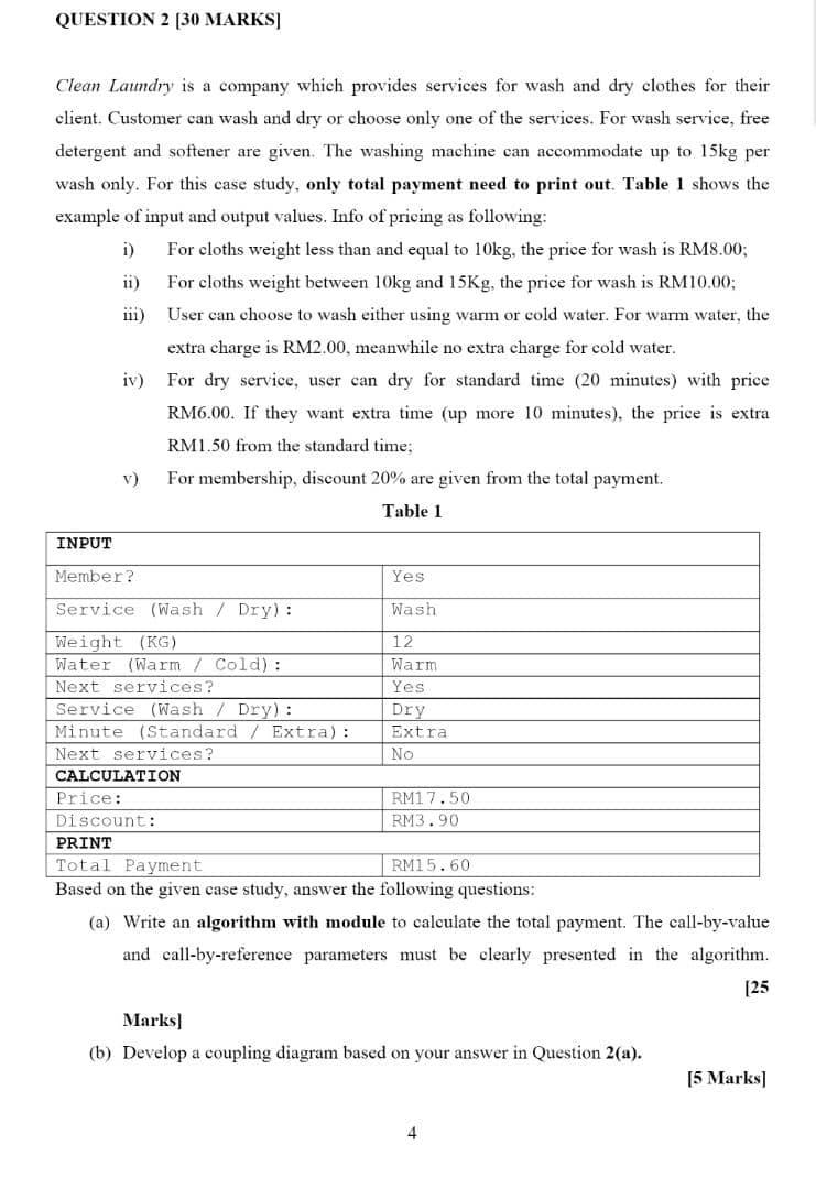 answer please QUESTION 2 (30 MARKS] Clean Laundry is a company which